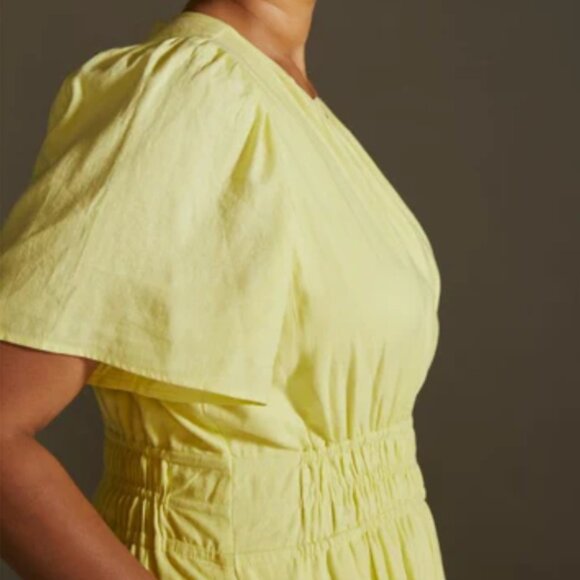 Anthropologie - The Somerset Maxi Dress Tiered: Linen | Lemon Yellow | Size XSP - Picture 10 of 17